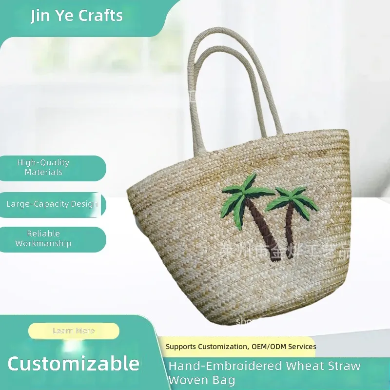 Women Bags Manufacturer - Ręcznie Robiona Haftowana Torba z Słomy