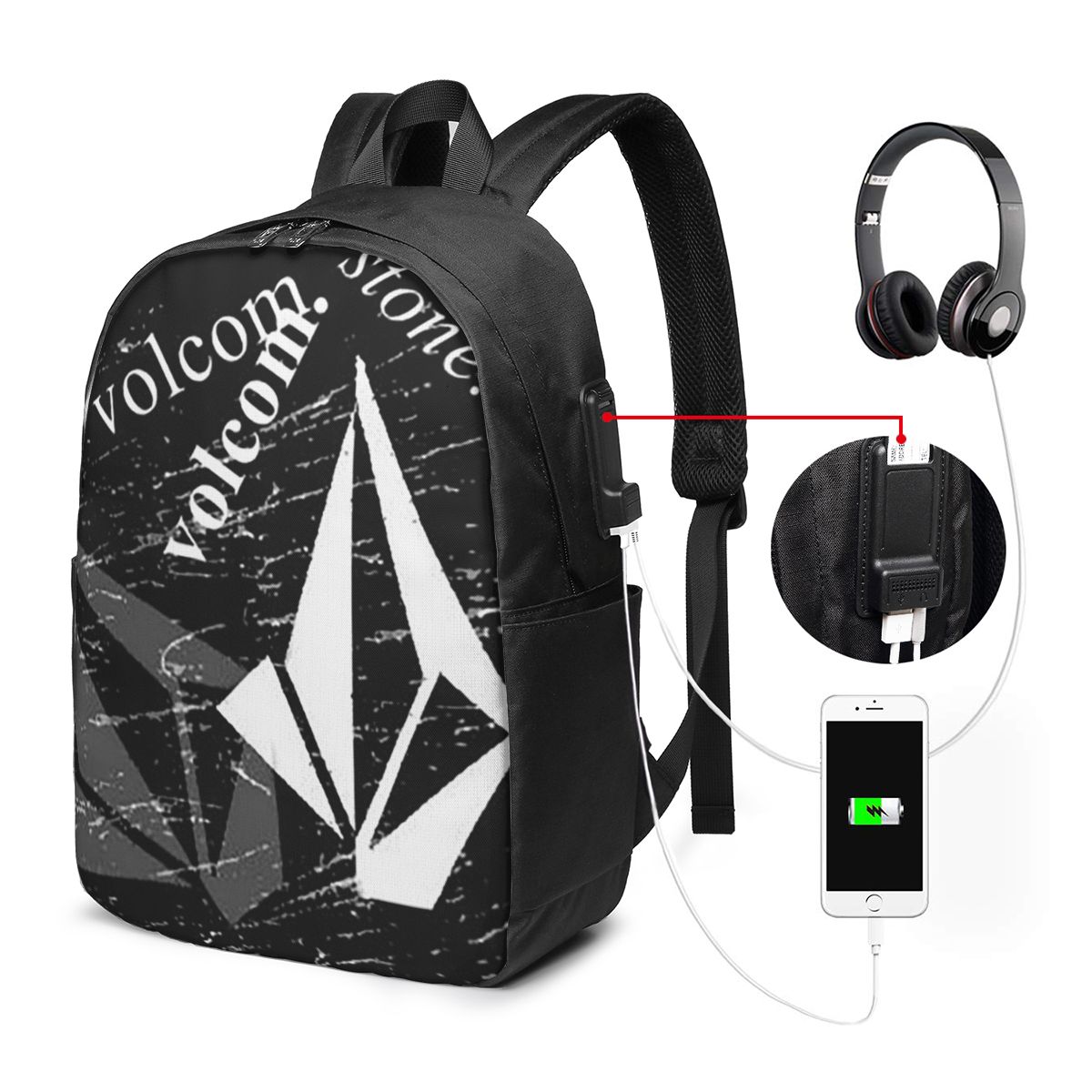 Women Bags Logo - Plecak z logo V-Volcom, torba podróżna