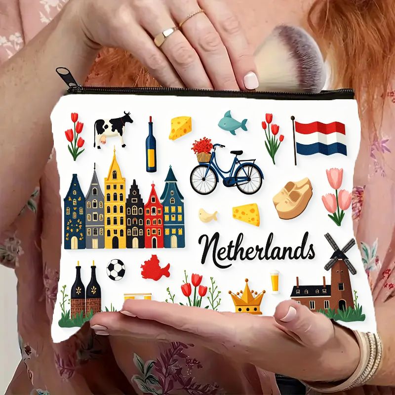 Women Bags Netherlands - Kosmetyczka z motywem kreskówkowym Holandii, zapinana