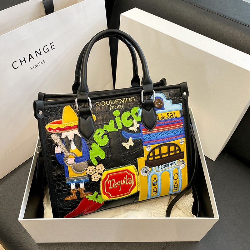 Women Bags Designer Sale - Torby damskie patchworkowe z zamkiem błyskawicznym