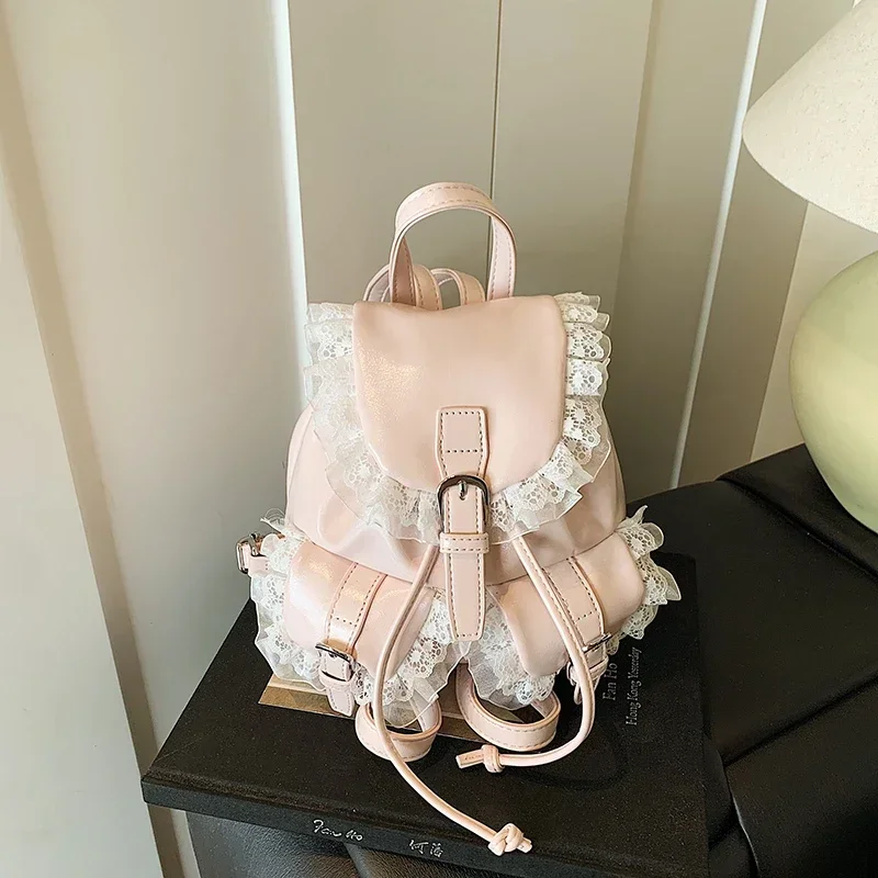 Women Bags Designer Sale - Solidne plecaki z PU z koronkowym