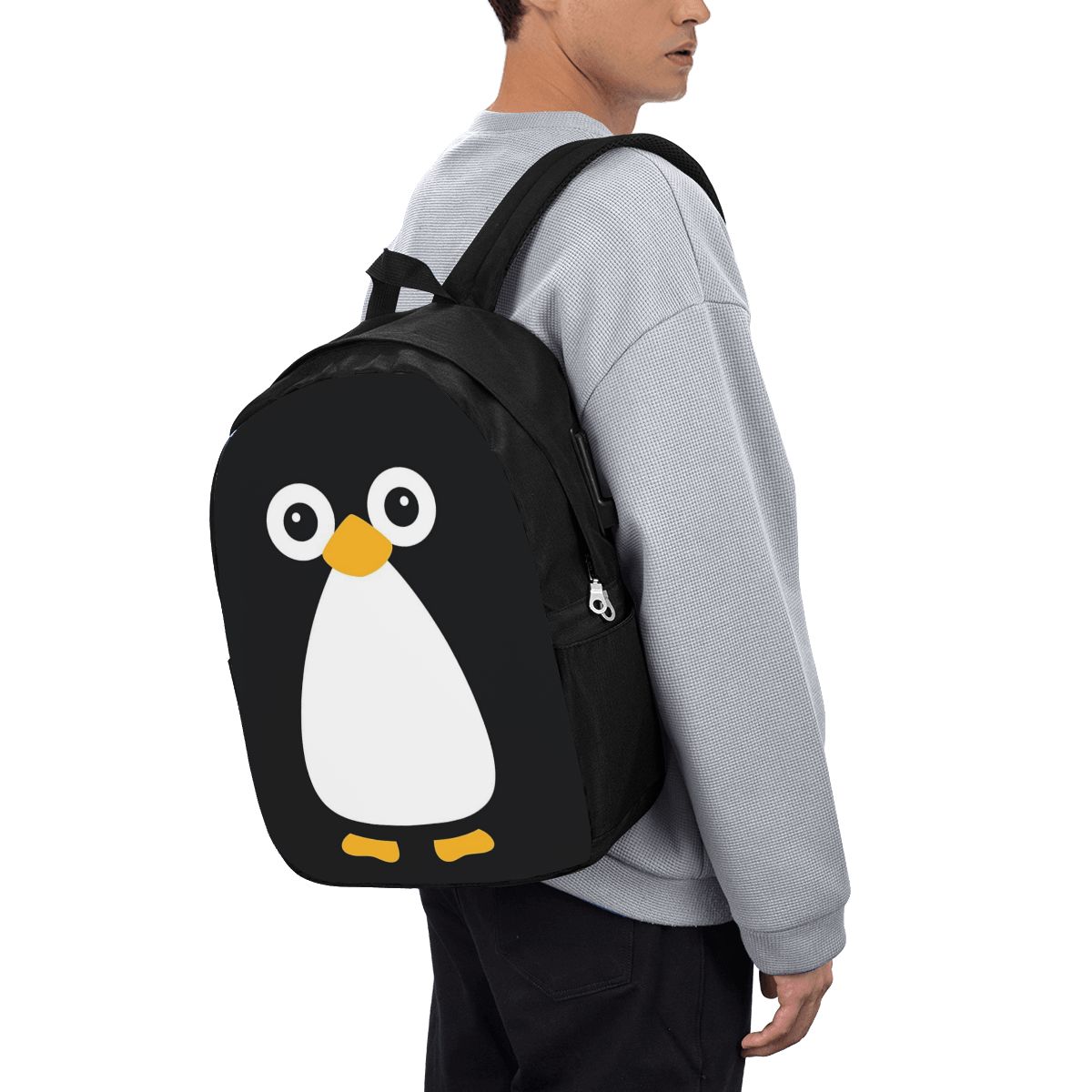 Women Bags For College - Uroczy wektorowy plecak z pingwinem, torba