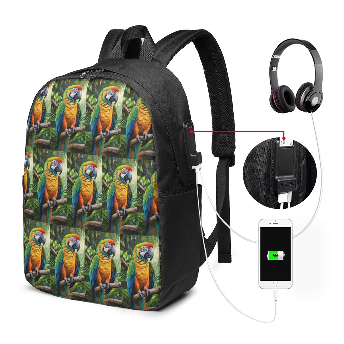 Uroczy plecak z papugami ary,  – Women Bags For College recenzja i cena