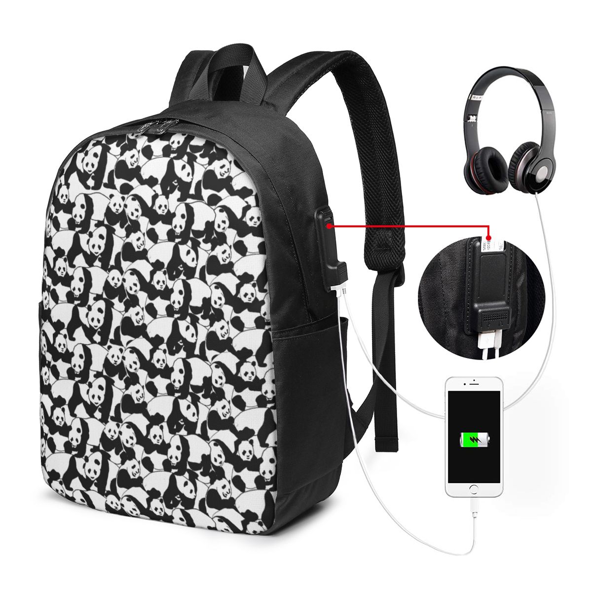 Plecak z wzorem pandy, torba p – Women Bags For College recenzja i cena